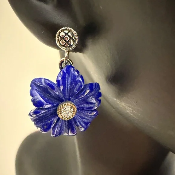 Andrea Candela 18k Blue Lapis Earrings - Picture 1 of 10